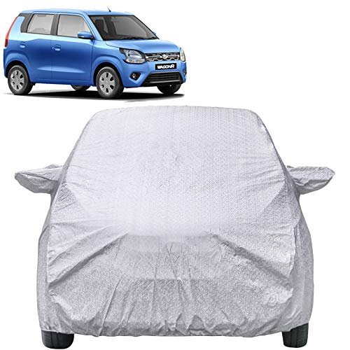 The Autostory Waterproof Car Body Cover Compatible with Maruti Suzuki Wagonr/Wagon r (2019 to 2021) with Mirror Pockets (Shinning Silver) - Image 1