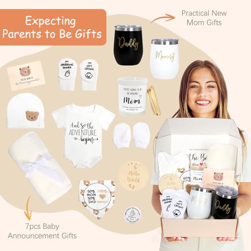 Suhctuptx New Mom Gifts for Women, Luxury Pregnancy Gifts for New Parents Gender Reveal Gifts Baby Gift Sets with Mom and Dad Tumbler Baby Essentials for First Time Moms, Expecting Parents to Be, Baby Shower… - Image 2