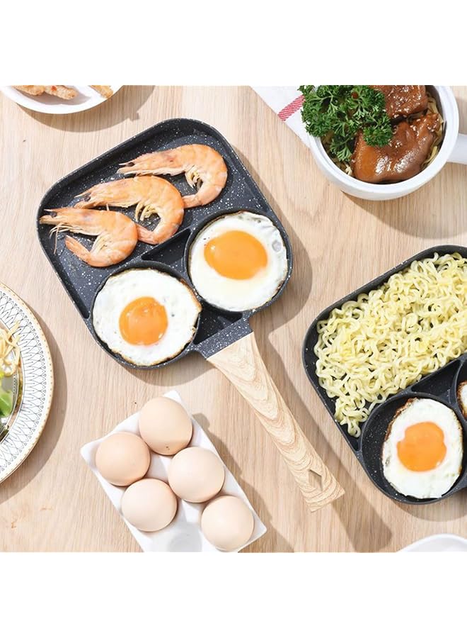 إي سي في في مقلاة بيض، مقلاة غير لاصقة ٣ في ١، مقسمة لأطباق الإفطار بمقبض مقاوم للحرارة | عجة وبان كيك | لحم مقدد وبرجر | طباخ بيض مقلي لموقد الغاز والطباخ الحثّي - Image 5