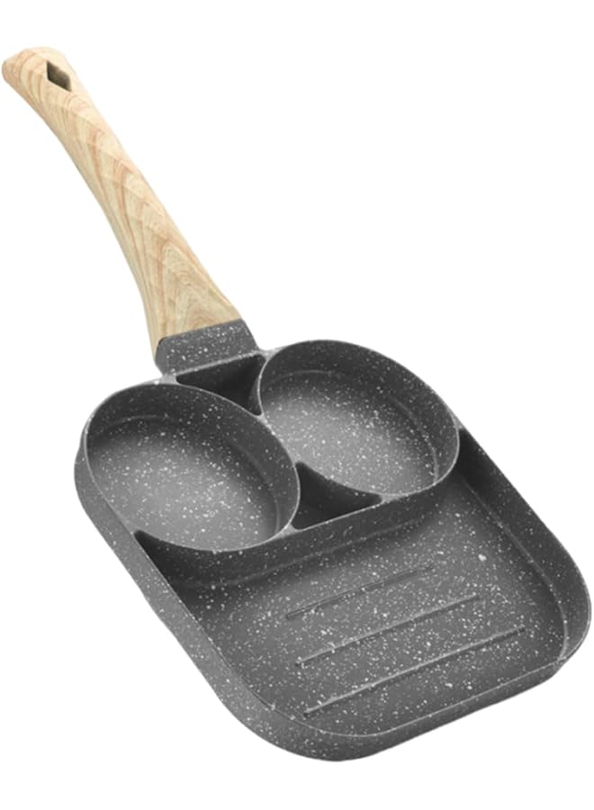 إي سي في في مقلاة بيض، مقلاة غير لاصقة ٣ في ١، مقسمة لأطباق الإفطار بمقبض مقاوم للحرارة | عجة وبان كيك | لحم مقدد وبرجر | طباخ بيض مقلي لموقد الغاز والطباخ الحثّي - Image 1