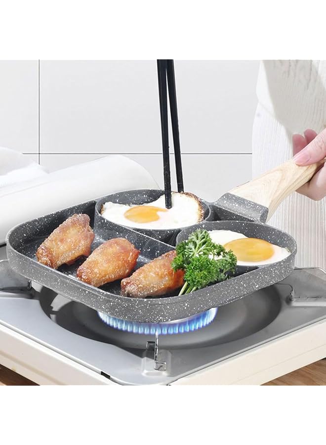 إي سي في في مقلاة بيض، مقلاة غير لاصقة ٣ في ١، مقسمة لأطباق الإفطار بمقبض مقاوم للحرارة | عجة وبان كيك | لحم مقدد وبرجر | طباخ بيض مقلي لموقد الغاز والطباخ الحثّي - Image 2