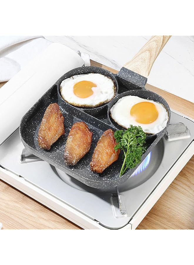 إي سي في في مقلاة بيض، مقلاة غير لاصقة ٣ في ١، مقسمة لأطباق الإفطار بمقبض مقاوم للحرارة | عجة وبان كيك | لحم مقدد وبرجر | طباخ بيض مقلي لموقد الغاز والطباخ الحثّي - Image 3