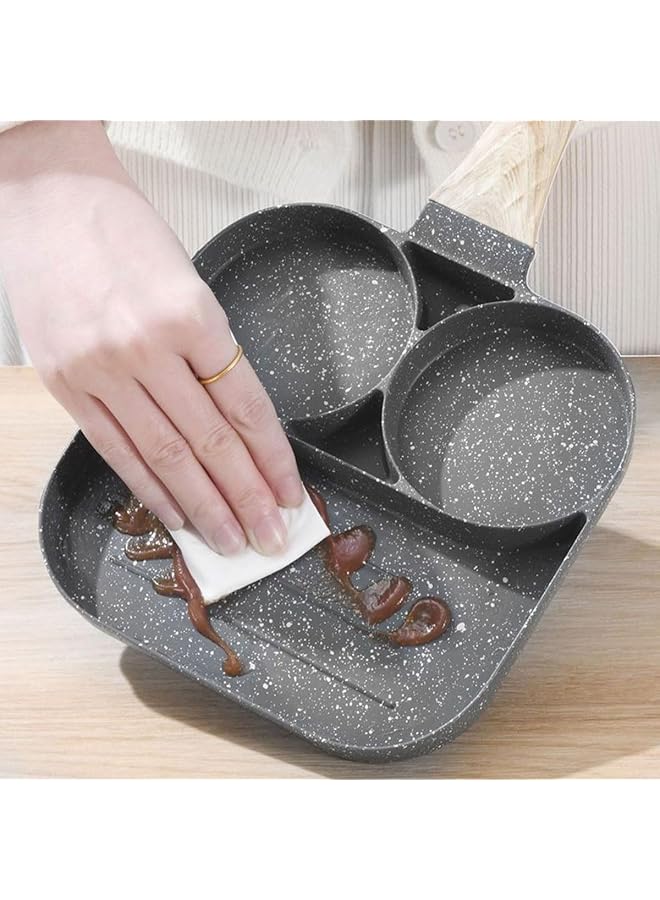 إي سي في في مقلاة بيض، مقلاة غير لاصقة ٣ في ١، مقسمة لأطباق الإفطار بمقبض مقاوم للحرارة | عجة وبان كيك | لحم مقدد وبرجر | طباخ بيض مقلي لموقد الغاز والطباخ الحثّي - Image 4