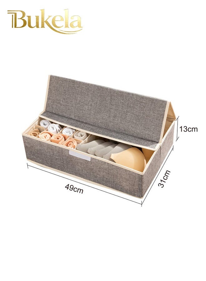 Bukela Clothes Underwear Drawer Organizer with Lid, 17 Cells Bra Closet Organizers, Foldable Underwear Storage Box, Fabric Divider Drawer Compartment for Clothing Underwear Bras Socks - Image 2