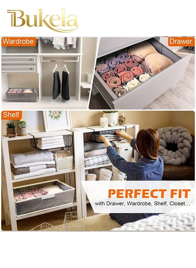 Bukela Clothes Underwear Drawer Organizer with Lid, 17 Cells Bra Closet Organizers, Foldable Underwear Storage Box, Fabric Divider Drawer Compartment for Clothing Underwear Bras Socks - Image 5