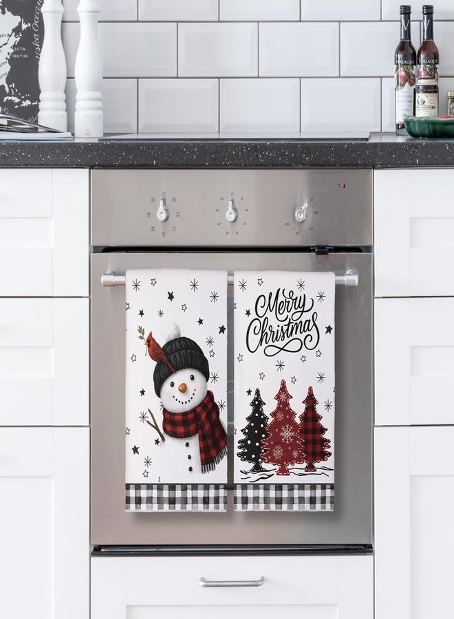 Siilues Christmas Kitchen Towels 18x26 Inch Set of 2, Tree Snowman Snowflake Merry Christmas Dish Towels Seasonal Winter Decorations for Home Drying Dishcloth - Image 3