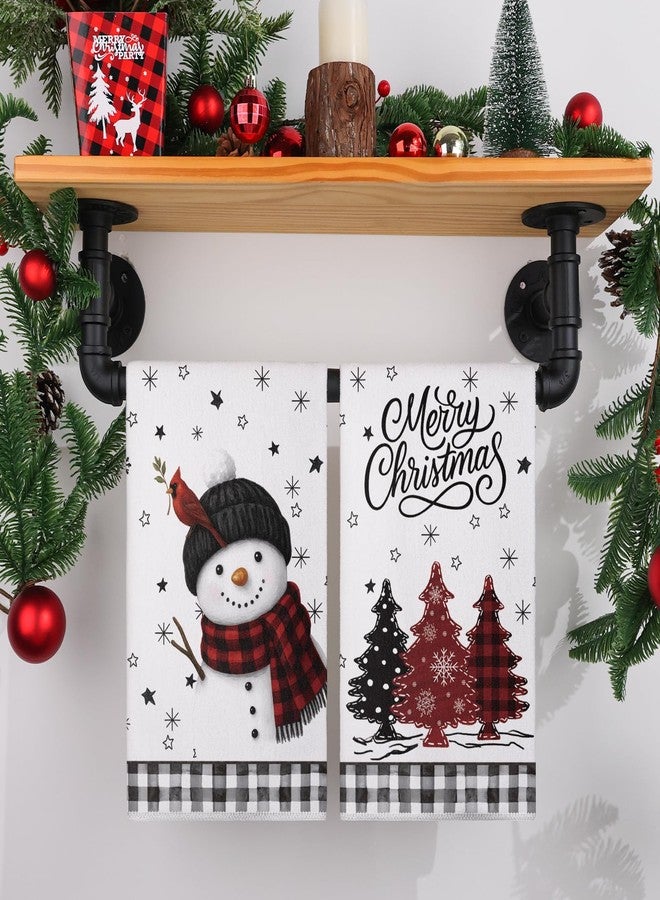 Siilues Christmas Kitchen Towels 18x26 Inch Set of 2, Tree Snowman Snowflake Merry Christmas Dish Towels Seasonal Winter Decorations for Home Drying Dishcloth - Image 4