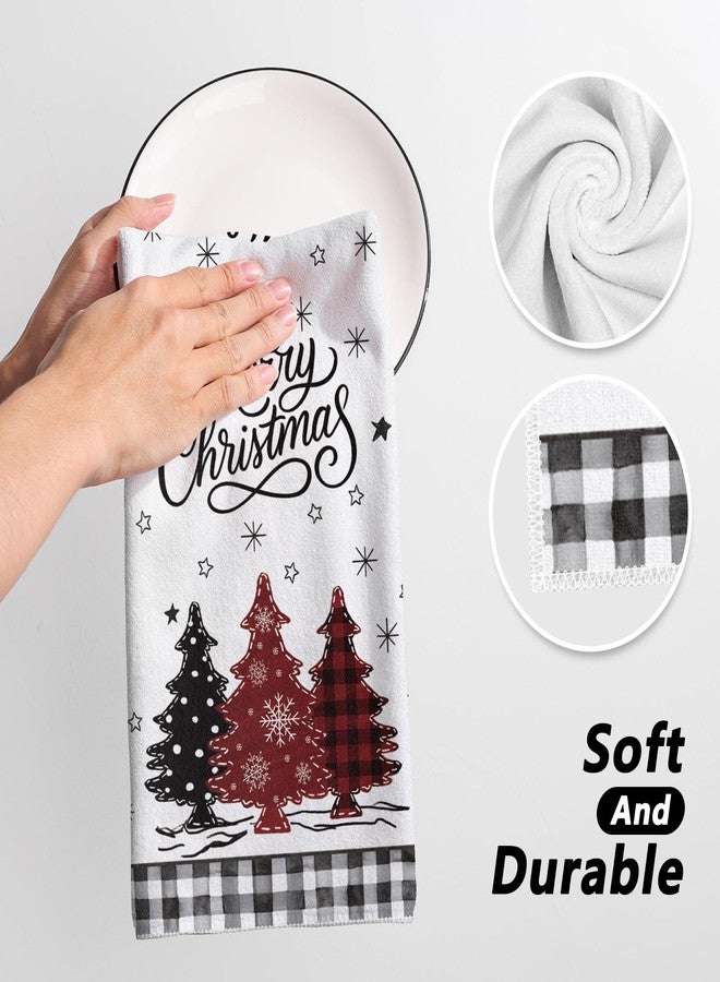 Siilues Christmas Kitchen Towels 18x26 Inch Set of 2, Tree Snowman Snowflake Merry Christmas Dish Towels Seasonal Winter Decorations for Home Drying Dishcloth - Image 5