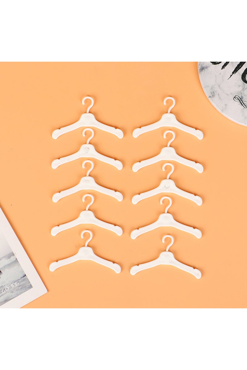 White 10PCS Lovely 5.5cm Doll Hangers Mini Cute Wardrobe Dress Coat Clothes Plastic Doll Pretend Pla