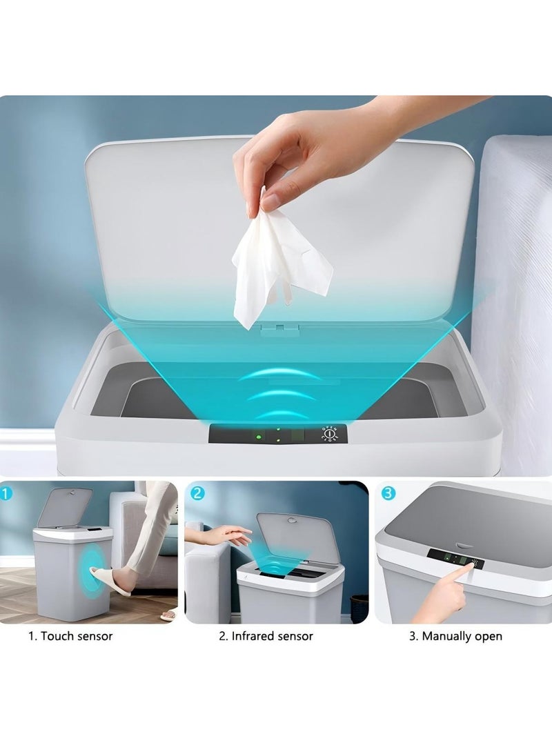 Beauenty Rechargeable Induction Trash Can, Home Kitchen Electric Smart USB Rechargeable 3D Stereo Induction Full-Scale Open Lid Trash Can 16L  - Image 2