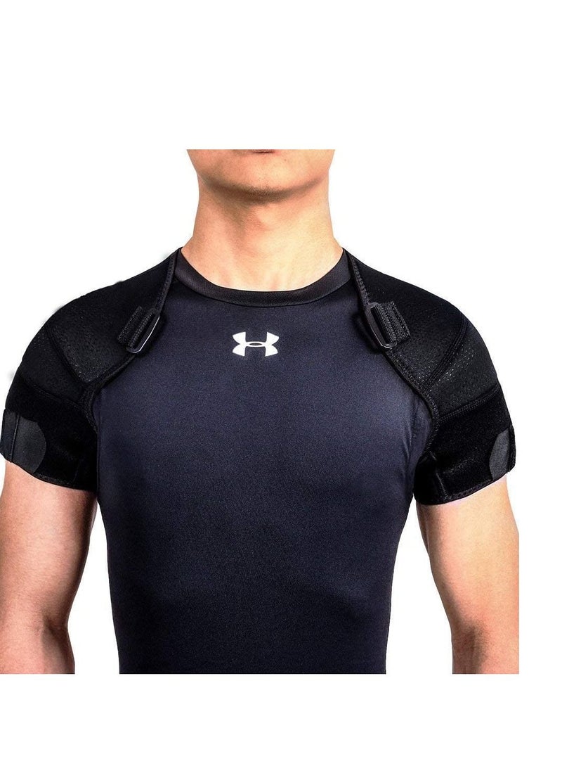 Y&D - Double Shoulder Support Brace Strap Wrap Neoprene Protector Recovery for Men and Women Stability Adjustable Fit Sleeve L - Image 1