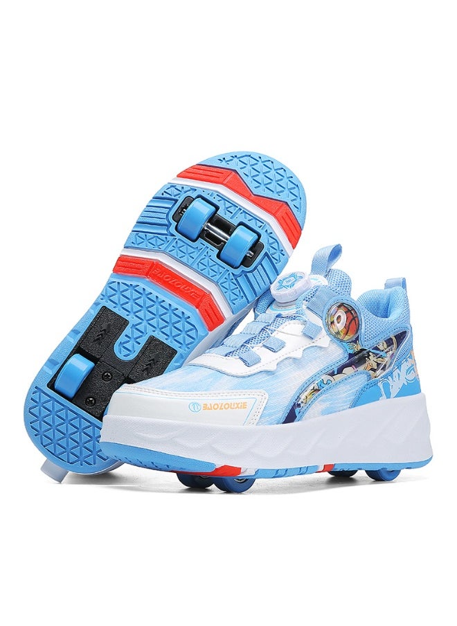 NIBEMINENT Kids Roller Skates Shoes 4 Wheels Roller Shoes Boys Girls Wheel Shoes Roller Sneakers Shoes for Beginner More Balanced  - Image 1