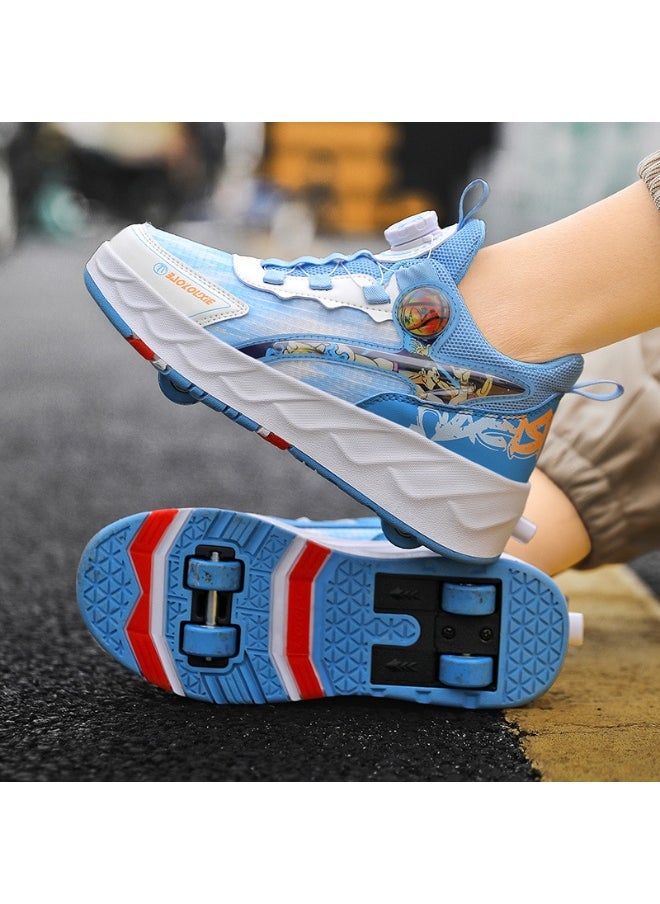 NIBEMINENT Kids Roller Skates Shoes 4 Wheels Roller Shoes Boys Girls Wheel Shoes Roller Sneakers Shoes for Beginner More Balanced  - Image 2
