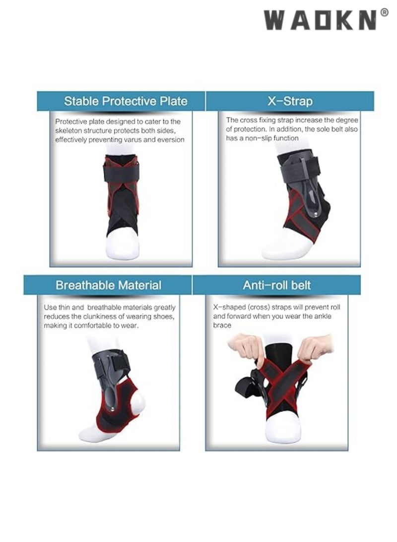 دبليو أيه أو كي أن مثالية لالتواء واستقرار الكاحل المتقدمة الدعم ، ودعم الكاحل للرجال والنساء ، كرة السلة ، كرة القدم ، الكرة الطائرة وإعادة التأهيل ، قابل للتعديل التهوية التواء الكاحل الدعم ، XL ياردة . - Image 3