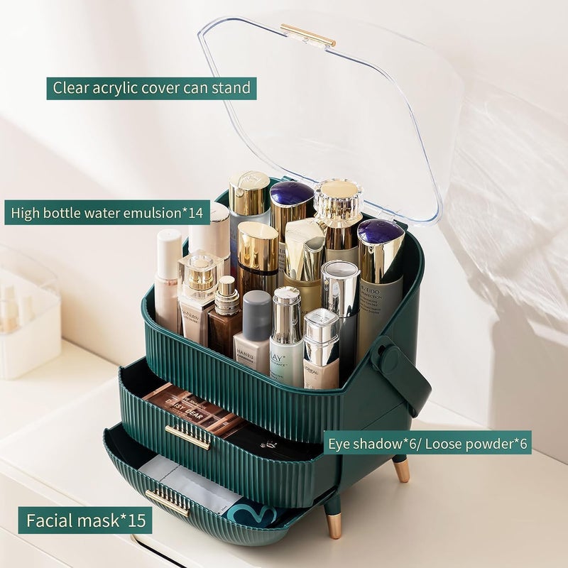 Snivy Snivy Portable Skincare Organizers, Cosmetics Display Case with Transparent Cover, Cosmetic Display Cabinet, Waterproof and Dustproof, Suitable for Bedroom Dressing Table  - Image 2
