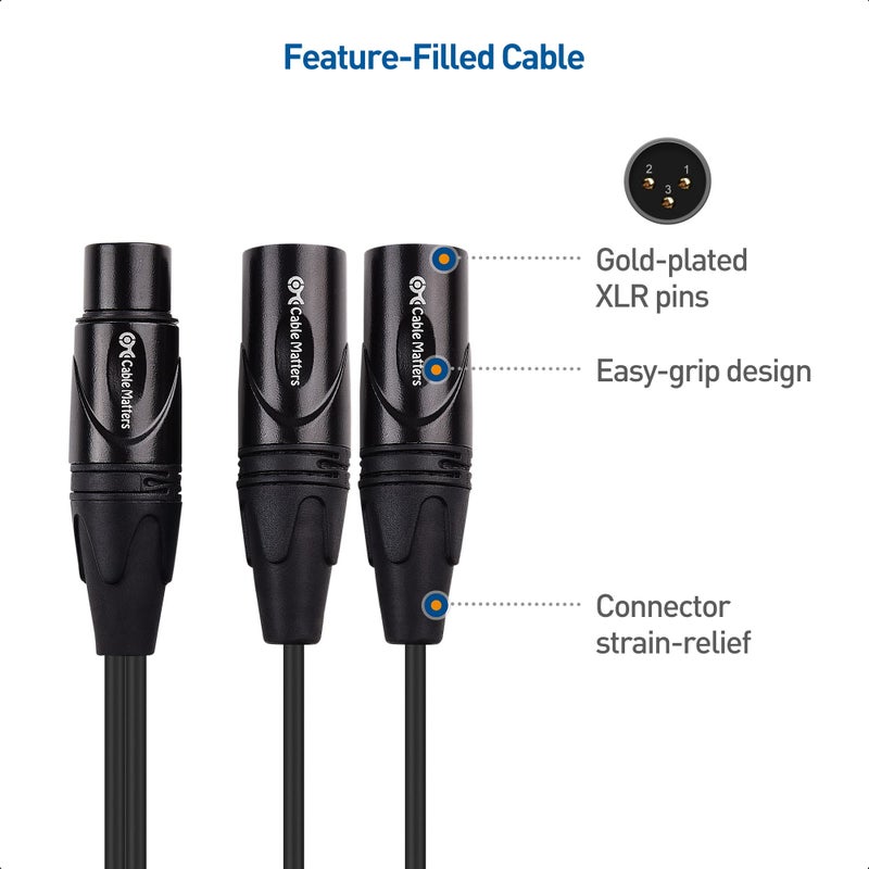 Cable Matters Balanced XLR Splitter Cable 1.5ft / 0.5m, XLR Y Splitter Cable 2 Male to 1 Female, XLR Y Cable 1 Female 2 Male - Image 5