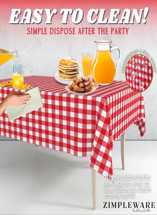 ZIMPLEWARE Premium Red Gingham Checkered Plastic Table Cloth Disposable (12 Pk) Plastic Tablecloths for Rectangle Tables (54in x 108in) Party Table Cloths Disposable for 6ft to 8ft Rectangle Tables - Image 5