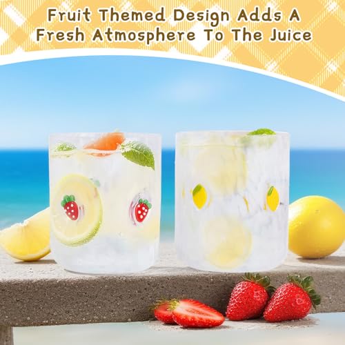Trxvxo 4 PCS 14 Ounce Icon Juice Glasses,Anthropology Glass Cups,Juice Drinking Cups,Four Patterns,Strong and Durable Glasses Are The Great Gifts for Friends! - Image 5