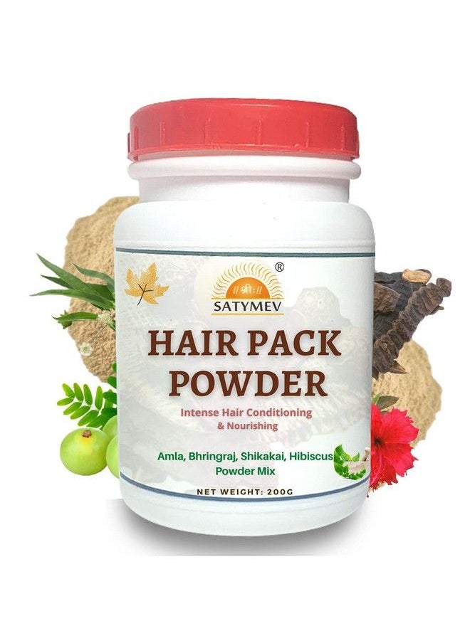 SriSatymev - Hair Pack Of Amla Bhringraj Shikakai Hibiscus Powder Mix 200G ; Natural Herb For Hair Problems - Image 1