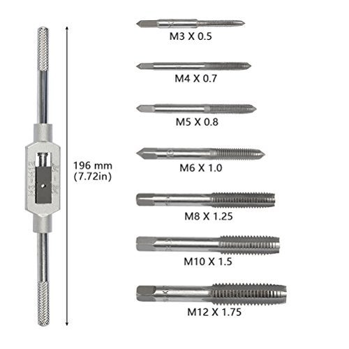 VENEKETY 8PCS Tap Wrench Set, Metric Tap Set, Tap Machine Hand Screw Thread Taps Set Thread Metric Plug Tap Drill Bits Set - Image 2