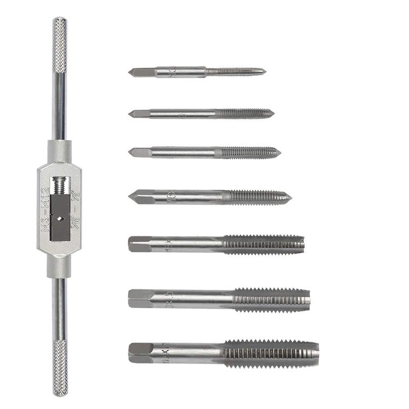 VENEKETY 8PCS Tap Wrench Set, Metric Tap Set, Tap Machine Hand Screw Thread Taps Set Thread Metric Plug Tap Drill Bits Set - Image 5