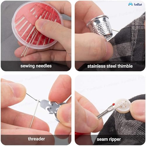 FunBlast 67 Pcs Sewing Kit, Needle and Thread Box, Small & Portable Travel Sewing Kits Box, Tailoring Accessories, Emergency Stitching Kit, Travel Sewing Box, Stitching Items Box for Home, Ladies - Image 4