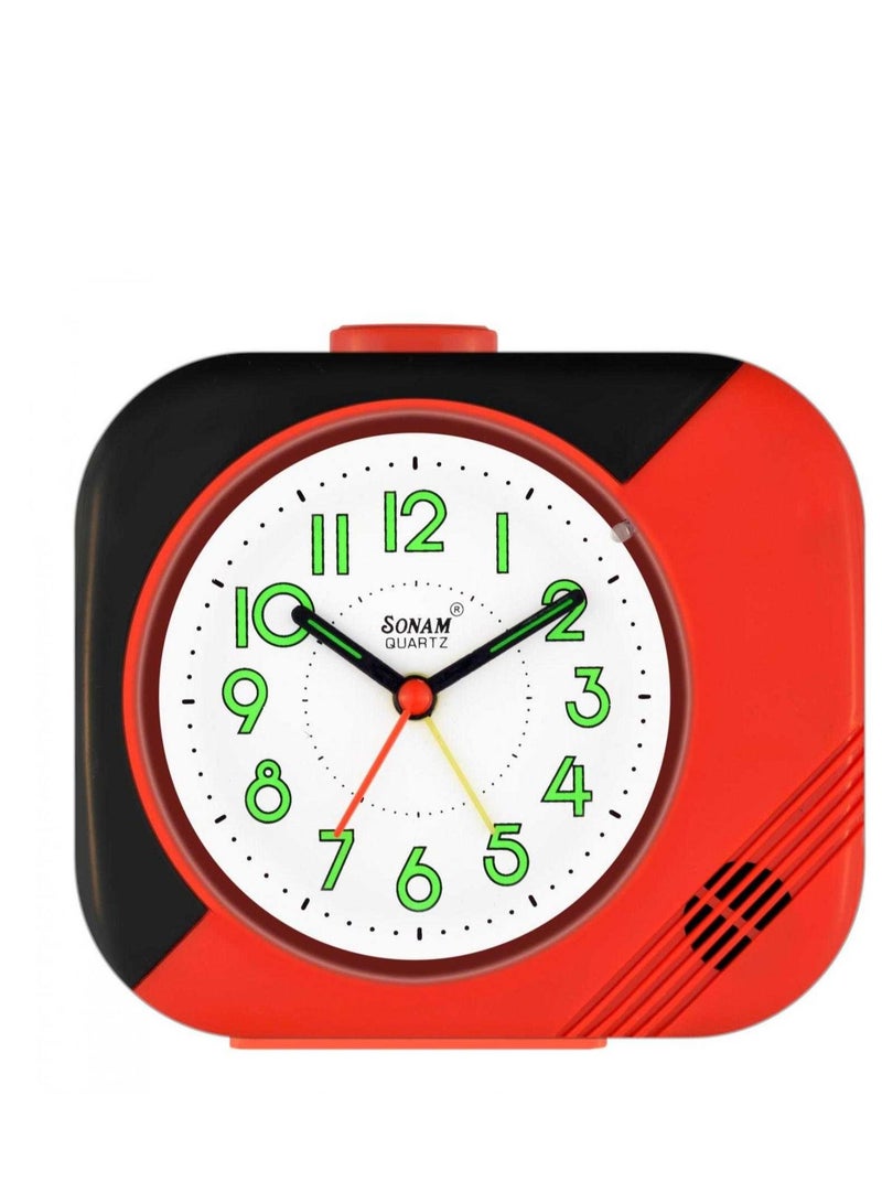 SONAM Square Shape Twin Bell Alarm Clock With AA Battery