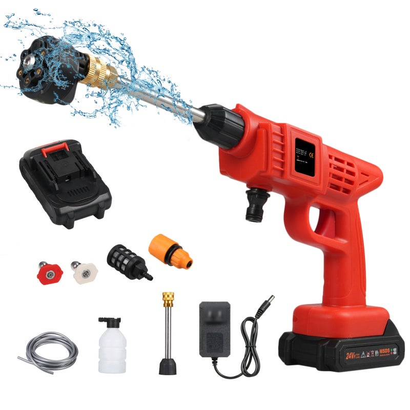 Cordless Pressure Washer: 300W High Voltage, 6in1 Adjustable Sprayer - Self-Priming/Faucet Dual Inlets, Wire-Free Portability for Car, Home, Garden Cleaning - Image 1