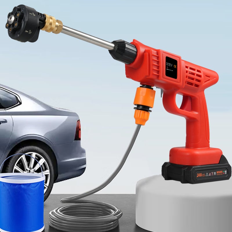 Cordless Pressure Washer: 300W High Voltage, 6in1 Adjustable Sprayer - Self-Priming/Faucet Dual Inlets, Wire-Free Portability for Car, Home, Garden Cleaning - Image 4