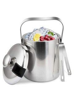 Hihonor Stainless Steel Ice Bucket Insulated with Tongs, Lids, Insulated Double Insulation Low Temperature Ice Bucket, Keeps Ice Frozen Longer Fruit Holder kitchen fresh-keeping utensils, 3 L  - Image 1