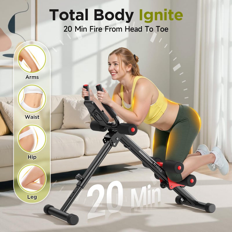 FLYBIRD Ab Workout Equipment, Adjustable Ab Machine Full Body Workout for Home Gym, Strength Training Exercise Equipment for Body Shaping Foldable Waist Trainer Suitable for Beginner Red - Image 2