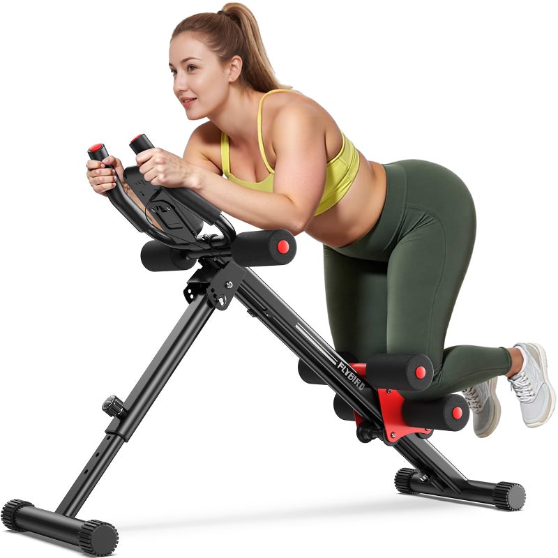 FLYBIRD Ab Workout Equipment, Adjustable Ab Machine Full Body Workout for Home Gym, Strength Training Exercise Equipment for Body Shaping Foldable Waist Trainer Suitable for Beginner Red - Image 1