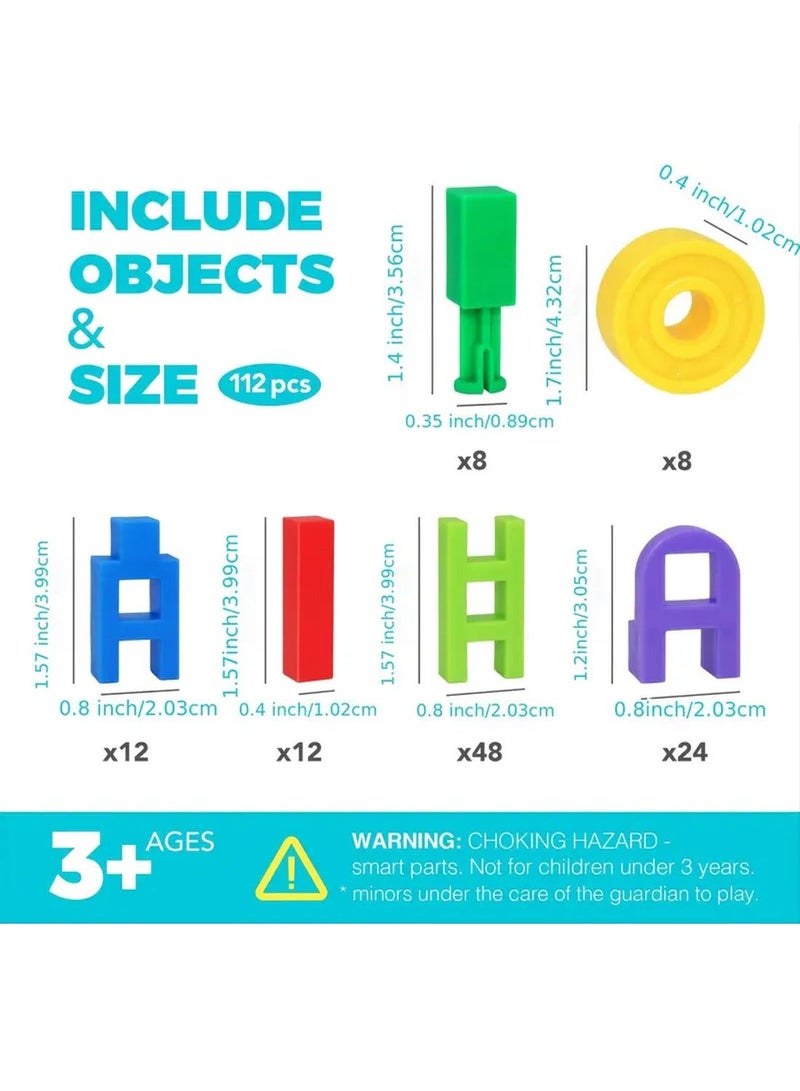 DIY Plastic 3D Building Blocks - 216 Piece STEM Educational Toys for Kids Ages 3+ - H-Shaped Interlocking Fat Brain Game Themed Construction Engineering Set - Image 5