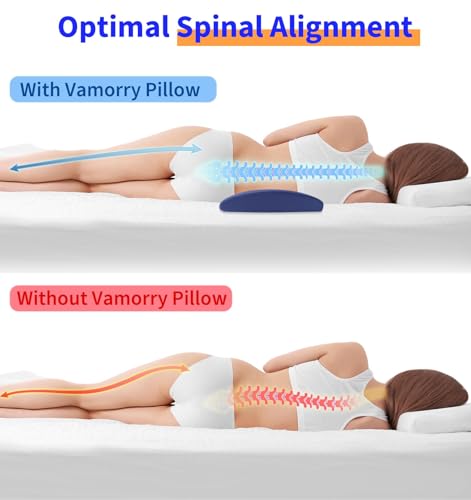vamorry Lumbar Support Pillow for Bed Relief Back Pain: Lower Back Pillow for Sleeping - Memory Foam Waist Pillow - Cooling Back Bolster Pillow for Side, Back&Stomach Sleepers - Bed Rest Pillow for Car, Sofa - Image 5