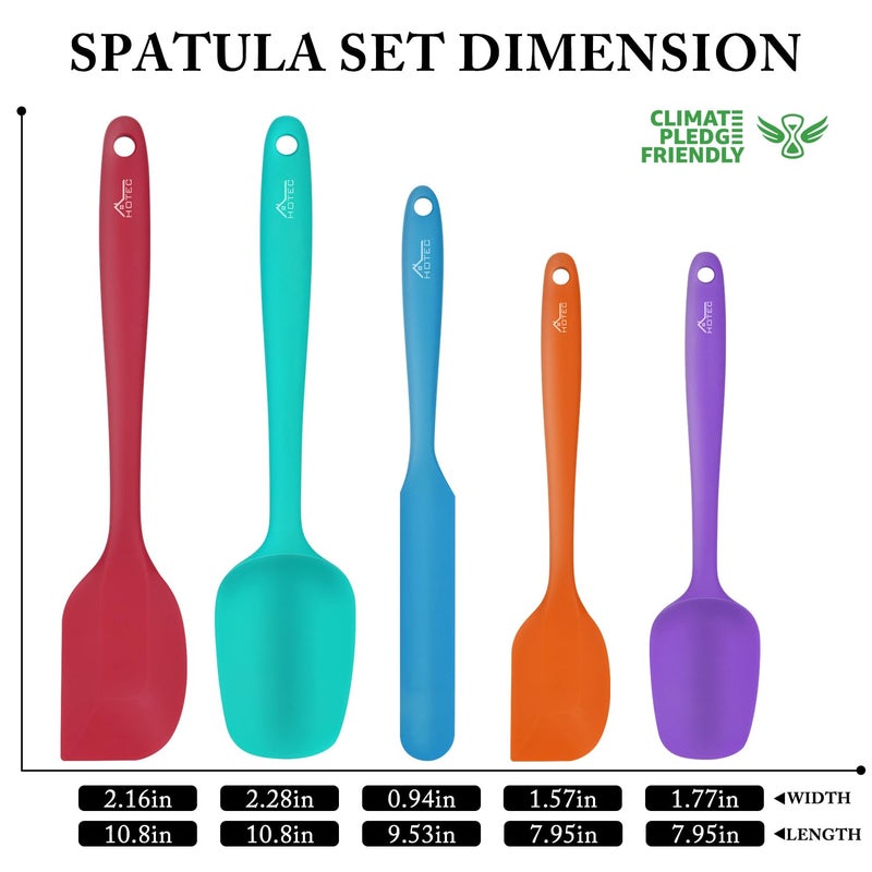 HOTEC Food Grade Silicone Rubber Spatula Set for Baking  Cooking  and Mixing High Heat Resistant Non Stick Dishwasher Safe BPA-Free Multicolor Set of 5 - Image 2