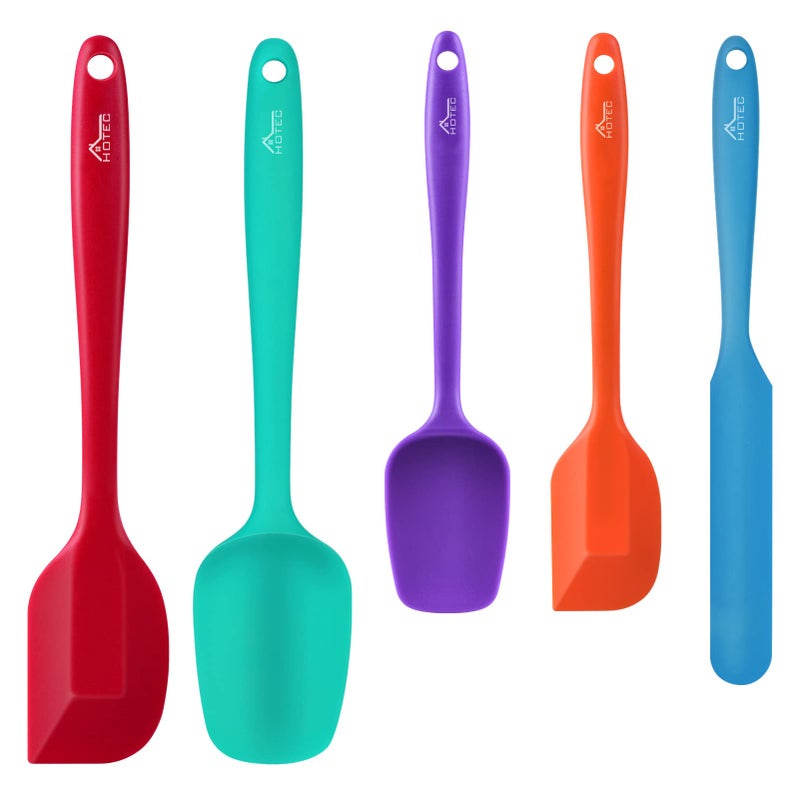 HOTEC Food Grade Silicone Rubber Spatula Set for Baking  Cooking  and Mixing High Heat Resistant Non Stick Dishwasher Safe BPA-Free Multicolor Set of 5 - Image 1