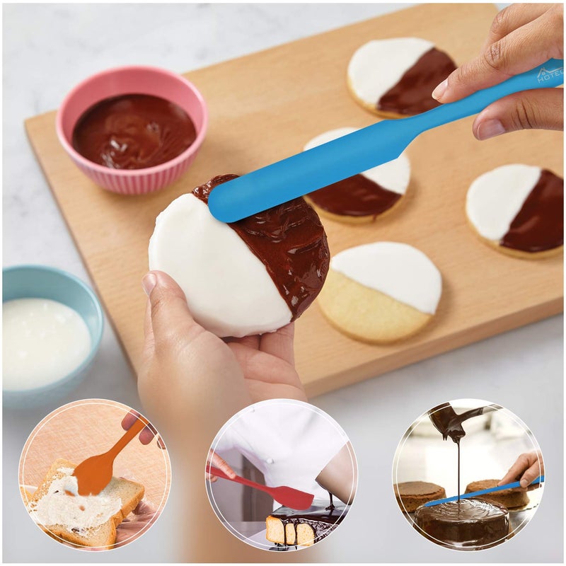 HOTEC Food Grade Silicone Rubber Spatula Set for Baking  Cooking  and Mixing High Heat Resistant Non Stick Dishwasher Safe BPA-Free Multicolor Set of 5 - Image 3