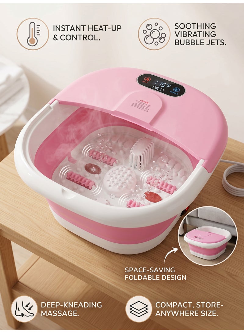 Leon Home Foot Spa Bath Massager Machine With Temperature Control, Vibration Bubble Jet Foldable, Automatic Massage, Infrared Cleaning, Bubble Surfing - Image 1