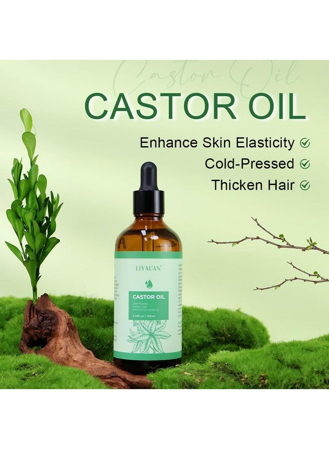 LIYALAN Pure Castor Oil,Cold Pressed, Unrefined,Hair Oil For Thicken Hair Nourish Hair&Scalp, Hair Care Glass Bottle,For Face Body Massage, Carrier Oil,Skin Care,3.38 Fl Oz - Image 2
