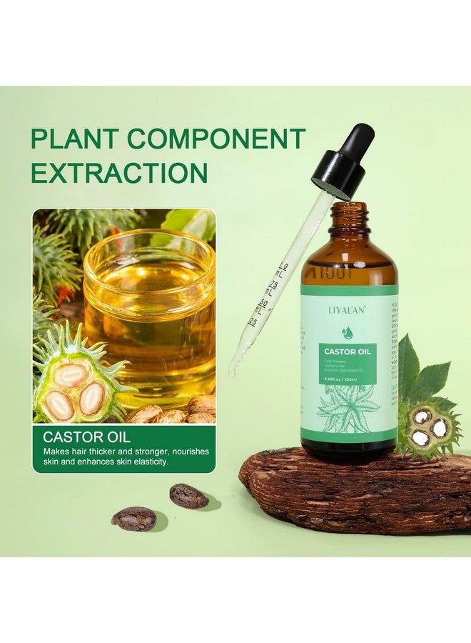 LIYALAN Pure Castor Oil,Cold Pressed, Unrefined,Hair Oil For Thicken Hair Nourish Hair&Scalp, Hair Care Glass Bottle,For Face Body Massage, Carrier Oil,Skin Care,3.38 Fl Oz - Image 3