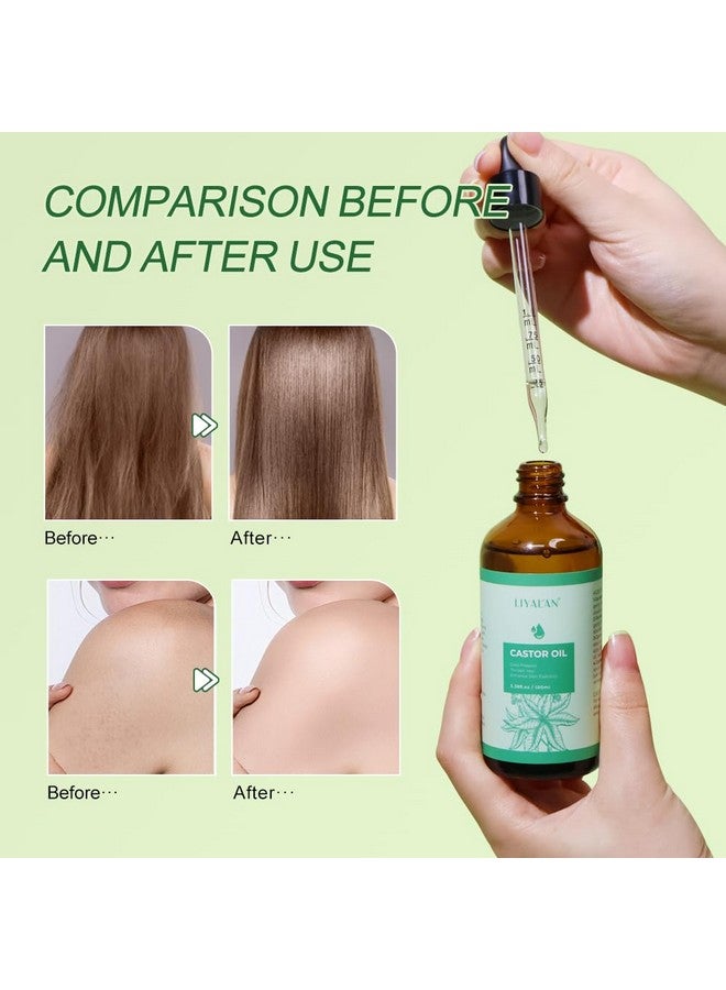 LIYALAN Pure Castor Oil,Cold Pressed, Unrefined,Hair Oil For Thicken Hair Nourish Hair&Scalp, Hair Care Glass Bottle,For Face Body Massage, Carrier Oil,Skin Care,3.38 Fl Oz - Image 5