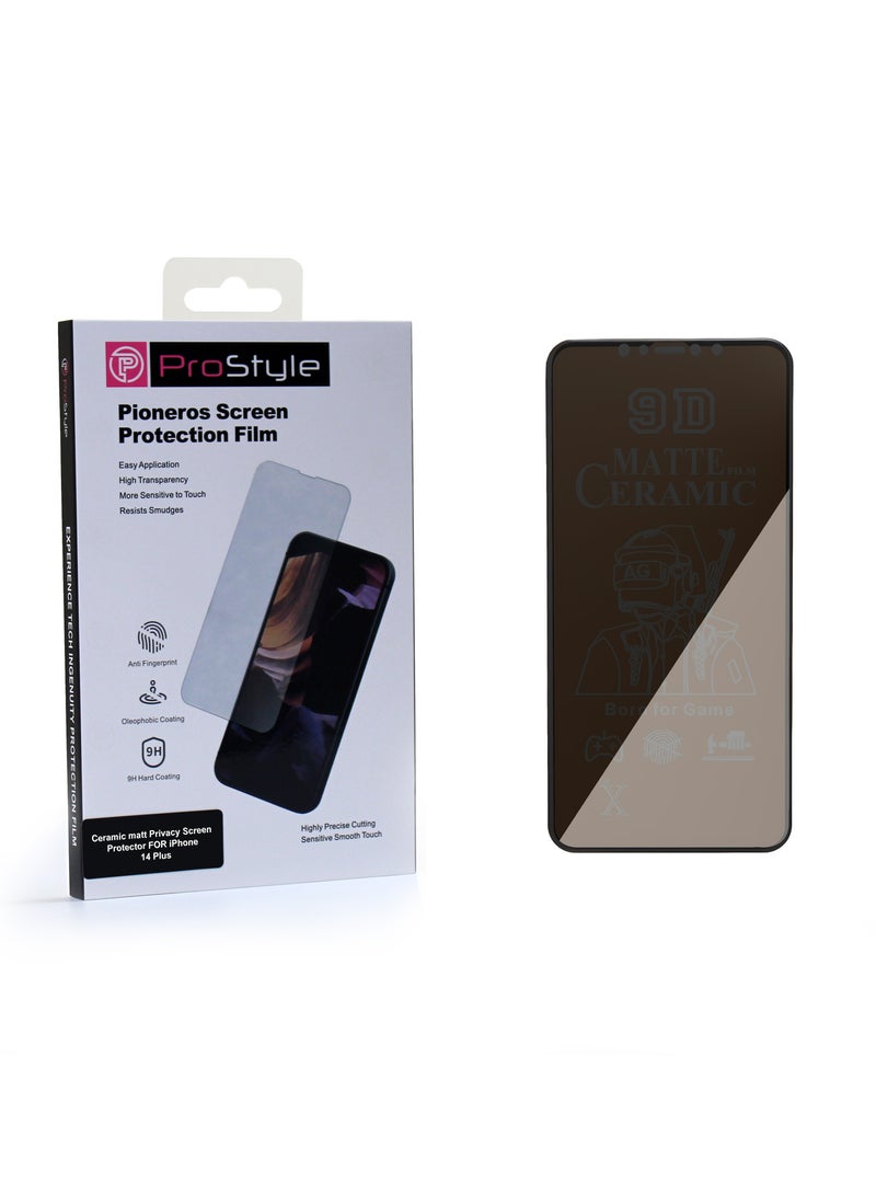بروستايل واقي شاشة الخصوصية لجهاز iPhone 14 Plus مصنوع من زجاج مقوى عالي الوضوح 9H مضاد للخدش وبصمات الأصابع وخالي من الفقاعات وتغطية كاملة ومناسب للجراب - Image 2