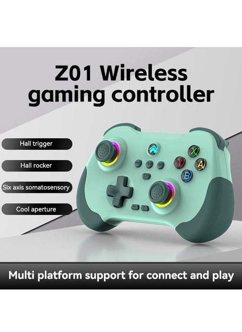 Mobile Gaming Controller for iPad/iPhone/Tablet, Cloud Controller Remote Joystick for iOS/Android, Wireless Switch Controller with Macro ons/Hall-Rocker/Hall-Trigger/Dual Vibration (Green)