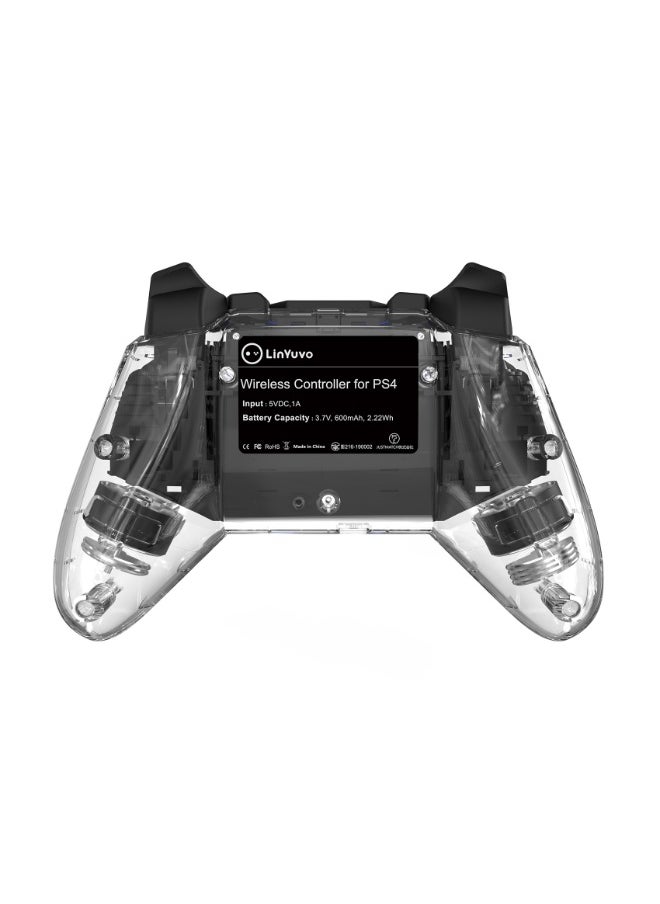 Classic Wireless Controller LinYuvo KP01 Bluetooth Gaming Gamepad Compatible with PS4, PS4 Slim, PS4 Pro, Android, iOS13 above Six-Axis Gyroscope Programming Function Capacitive Touch Pad 3.5mm Audio Jack Adjustable Dual Motor Vibration Wake-Up Function Metal Joystick