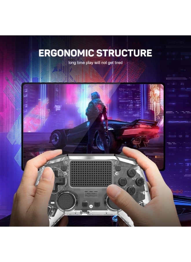 Classic Wireless Controller LinYuvo KP01 Bluetooth Gaming Gamepad Compatible with PS4, PS4 Slim, PS4 Pro, Android, iOS13 above Six-Axis Gyroscope Programming Function Capacitive Touch Pad 3.5mm Audio Jack Adjustable Dual Motor Vibration Wake-Up Function Metal Joystick