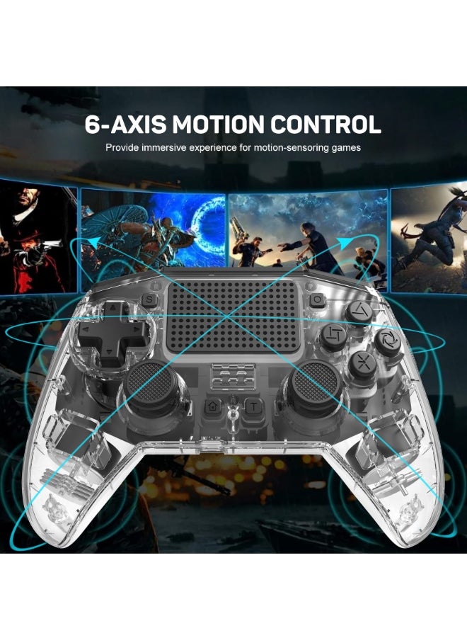 Classic Wireless Controller LinYuvo KP01 Bluetooth Gaming Gamepad Compatible with PS4, PS4 Slim, PS4 Pro, Android, iOS13 above Six-Axis Gyroscope Programming Function Capacitive Touch Pad 3.5mm Audio Jack Adjustable Dual Motor Vibration Wake-Up Function Metal Joystick