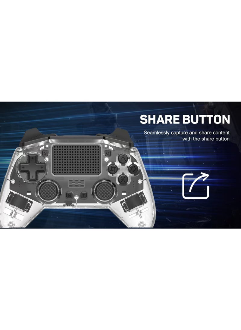 Classic Wireless Controller LinYuvo KP01 Bluetooth Gaming Gamepad Compatible with PS4, PS4 Slim, PS4 Pro, Android, iOS13 above Six-Axis Gyroscope Programming Function Capacitive Touch Pad 3.5mm Audio Jack Adjustable Dual Motor Vibration Wake-Up Function Metal Joystick