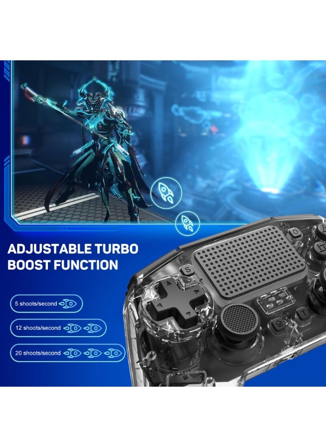 Classic Wireless Controller LinYuvo KP01 Bluetooth Gaming Gamepad Compatible with PS4, PS4 Slim, PS4 Pro, Android, iOS13 above Six-Axis Gyroscope Programming Function Capacitive Touch Pad 3.5mm Audio Jack Adjustable Dual Motor Vibration Wake-Up Function Metal Joystick