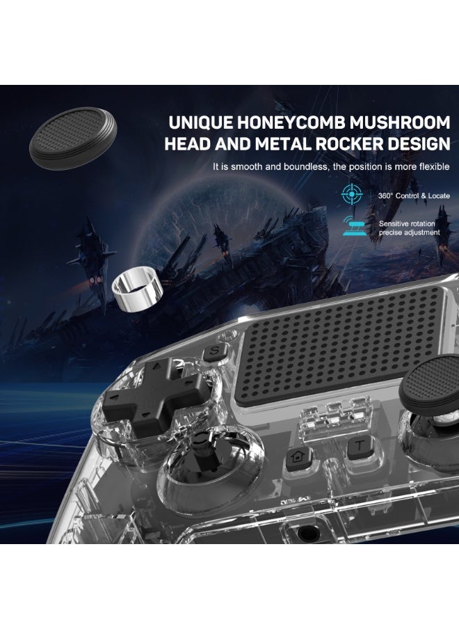 Classic Wireless Controller LinYuvo KP01 Bluetooth Gaming Gamepad Compatible with PS4, PS4 Slim, PS4 Pro, Android, iOS13 above Six-Axis Gyroscope Programming Function Capacitive Touch Pad 3.5mm Audio Jack Adjustable Dual Motor Vibration Wake-Up Function Metal Joystick