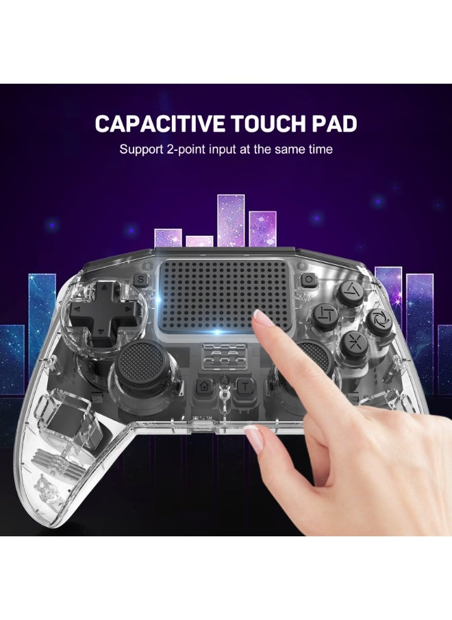 Classic Wireless Controller LinYuvo KP01 Bluetooth Gaming Gamepad Compatible with PS4, PS4 Slim, PS4 Pro, Android, iOS13 above Six-Axis Gyroscope Programming Function Capacitive Touch Pad 3.5mm Audio Jack Adjustable Dual Motor Vibration Wake-Up Function Metal Joystick
